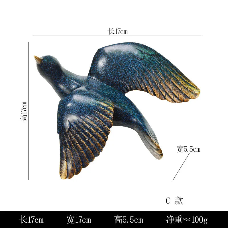 Bird Wall Hanging European Three-dimensional Creative Living Room Entrance Background Wall Decoration Wall Hanging