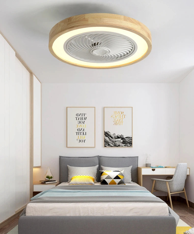 Wooden Ceiling fan with light and remote control home appliance cooling ceiling fan Bedroom Living Room smart ceiling fan light