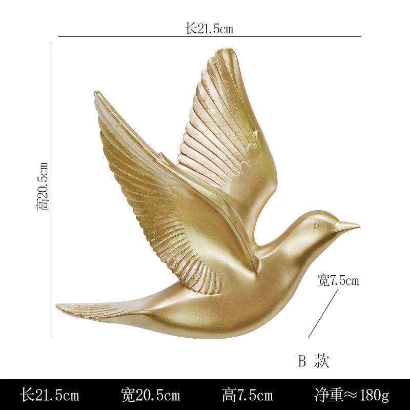 Bird Wall Hanging European Three-dimensional Creative Living Room Entrance Background Wall Decoration Wall Hanging