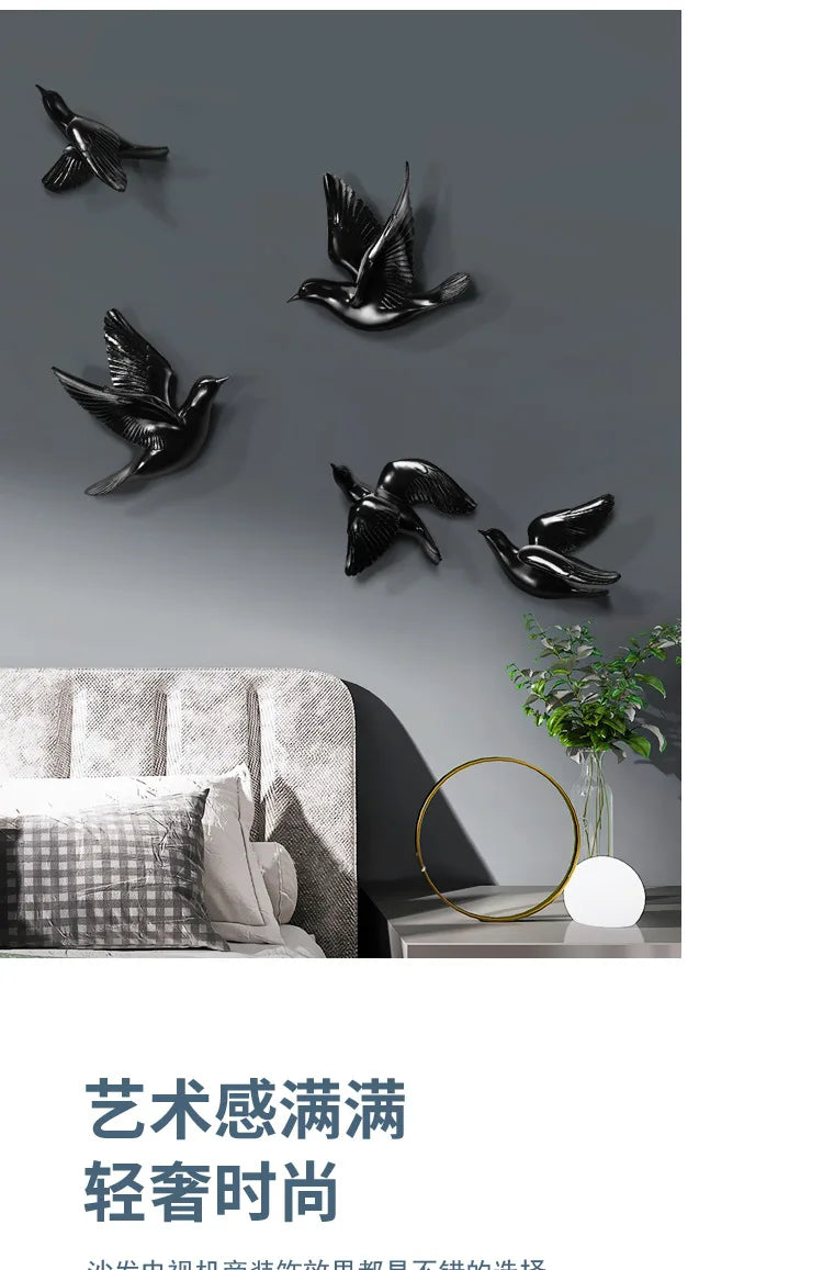 Bird Wall Hanging European Three-dimensional Creative Living Room Entrance Background Wall Decoration Wall Hanging