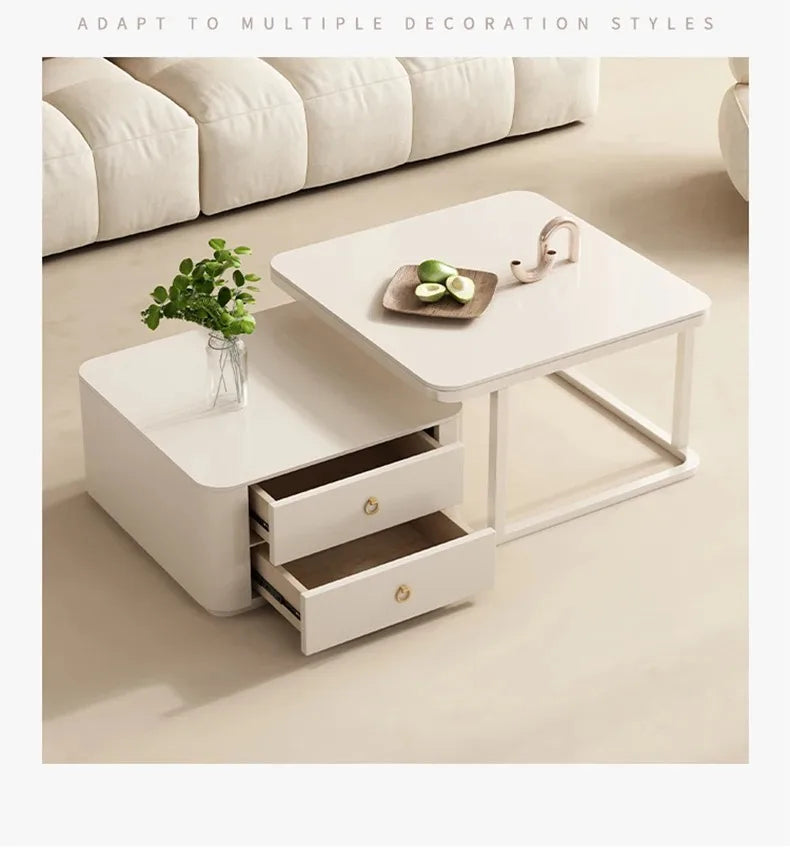 Simple Modern Coffee Table Luxury Storage Bedroom Low Coffee Table White Minimalist Meubles De Salon Living Room Furniture White