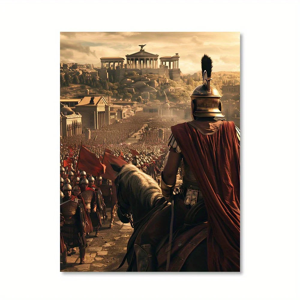 [Light Luxury Backdrop Wall Decor] Roman General Horseback Canvas Art Print - Unframed Cinematic-Inspired Wall Decor