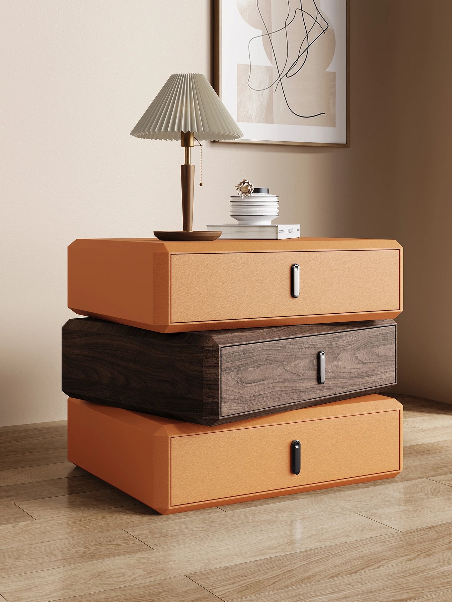 Rotating Solid Ｗood Ｎightstand Modern White Drawer Nordic Hotel Bedside Table Small Storage Mesitas De Noche Home Furniture