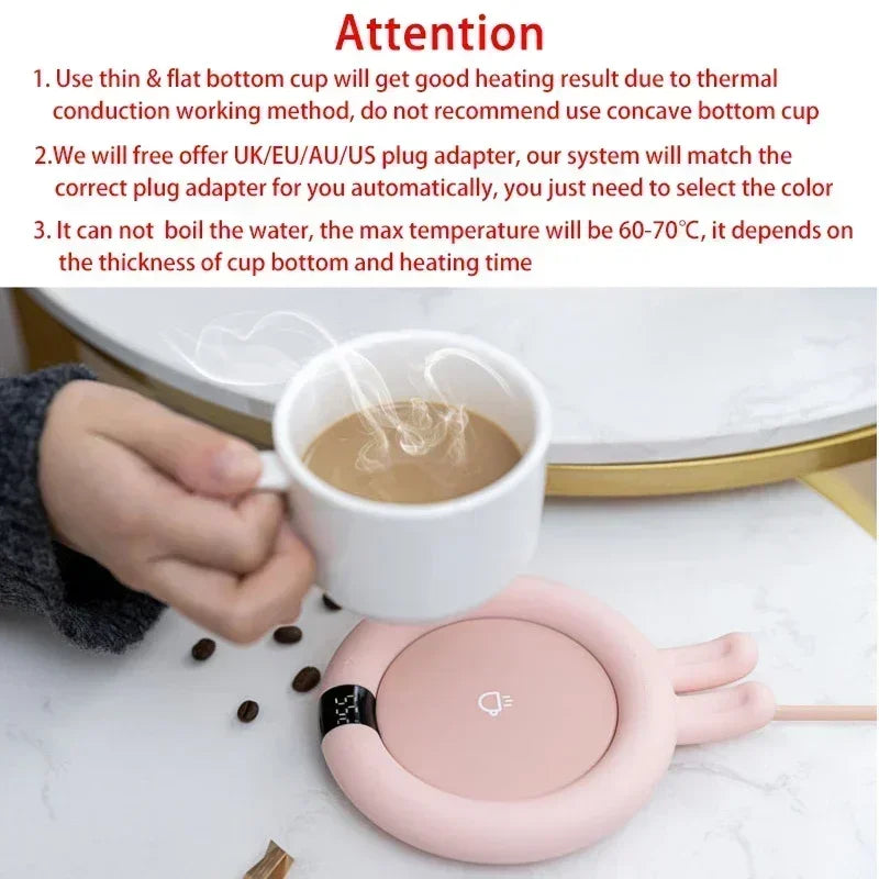 Smart Coffee Mug Warmer for Tea Milk Home Office Desk Use Electric Heating Plate Coaster Cup Warmer with 3 Temperature Settings