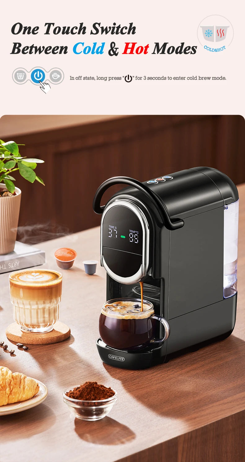 CAFELFFE 4in1 Capsule Coffee Machine Hot/Cold Multiple Espresso Cafetera Cappuccino Coffee Maker Dolce Gusto Nespresso Powder 19
