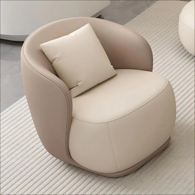 Hotel Sofa, Light Luxury Curved Leather Art Sofa, Cat Scratch Leather, Beauty Salon Rest Set, Sofa and Coffee Table Combination