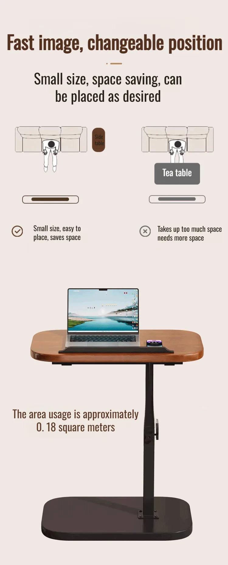 Dormitory Bedside Table Household foldable Mobile Lift Computer Desk Portable livingroom side table Bedroom Lazy Laptop Desk
