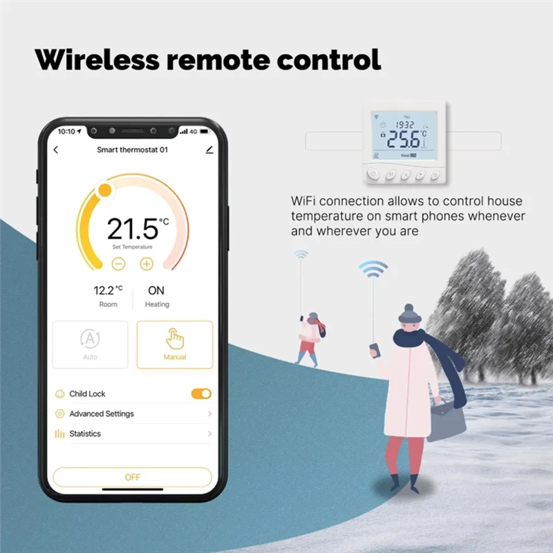 ELECT-Wifi Thermostat Room Temperature Controller Floor Heating Gas App Control Work With Home