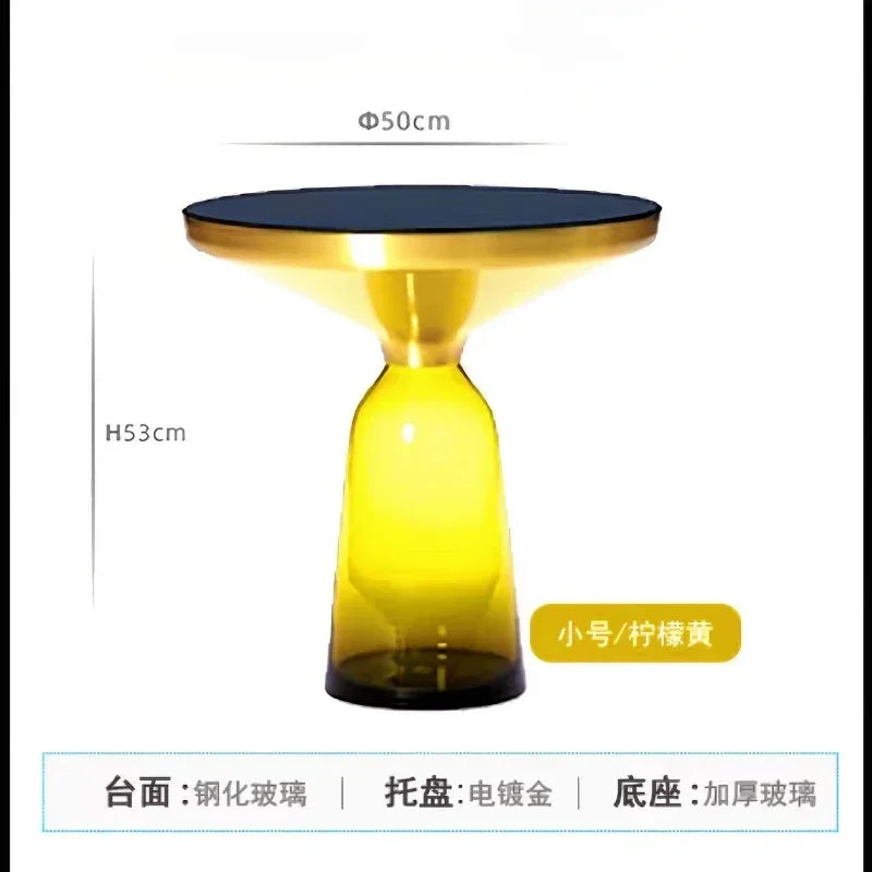 German Design Living Room Bedside Table, Sofa Side Table, Coffee Table, Indoor Round Glass, Nordic Light Luxury Coffee Table