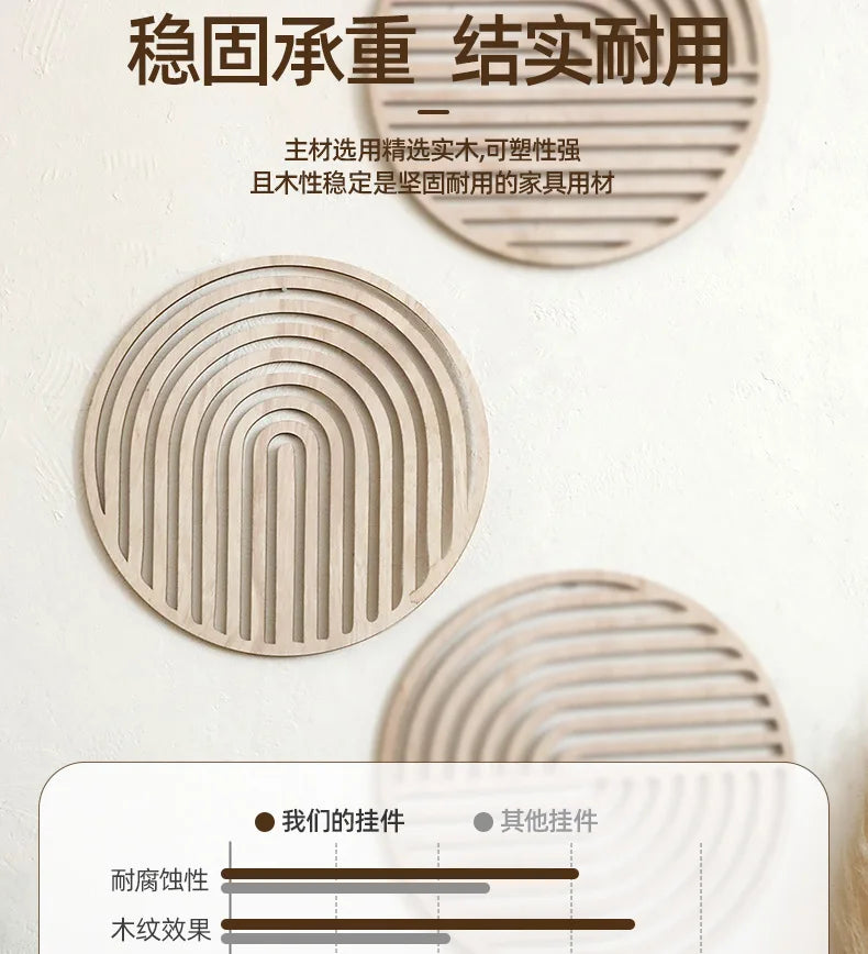 Carved Wood Hollowed-out Solid Wood Decals European Wooden Background Wall Decorative Home Art Pendant Aesthetic Room Decor