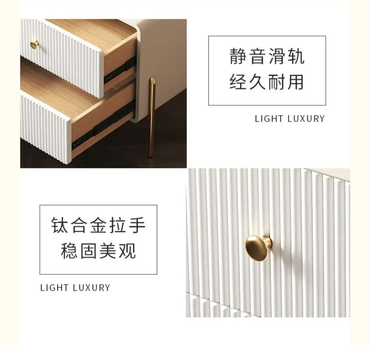 Modern Nightstand with Faux PU Leather, Bedside Table Furniture 2 Drawers, End Table with Metal Legs for Bedroom, Living Room