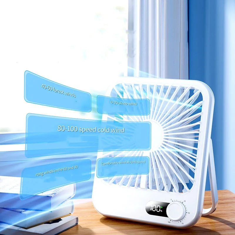 Small Desktop Electric Fan Rechargeable Home Student Dormitory Bedside Class Silent Ultra-thin Desktop Fan Super Silent