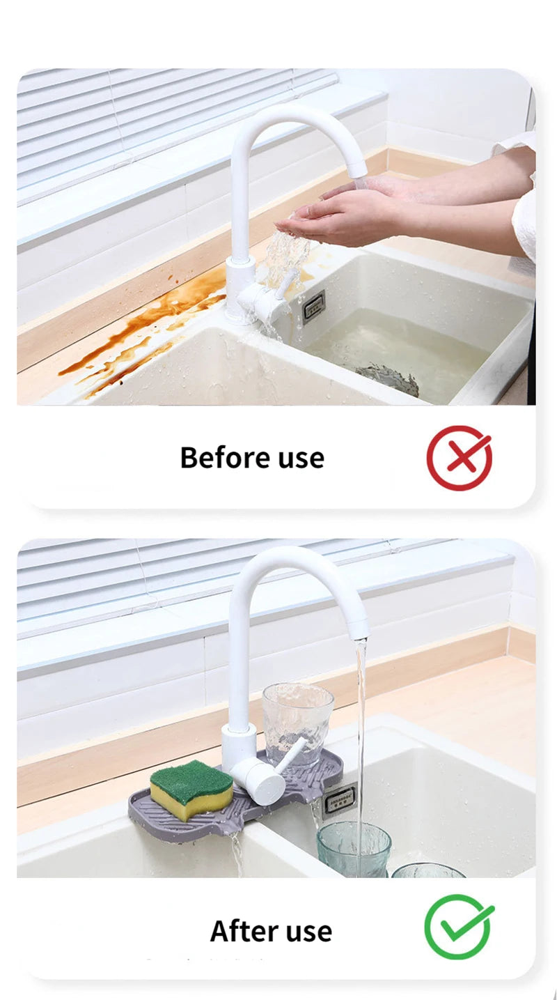 Convenient Silicone Countertop Protector Faucet Absorbent Pad Drip Catcher Mat Faucet Absorbent Mat Sink Splash Guard