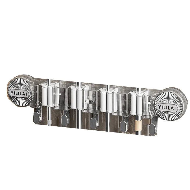 Suction Cup Mop Clamp Wall Hanging Bathroom Broom Hanger Hook Non Punching Toilet Snap Artifact Mop Clip Rack Storage Shelf