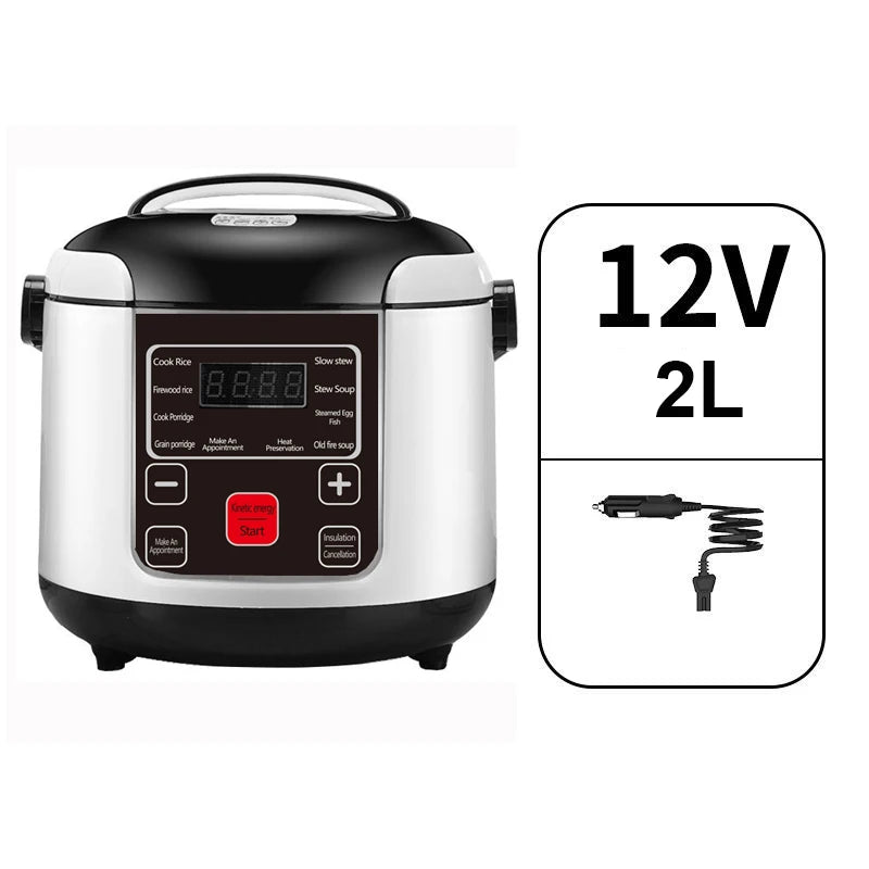 12V 24V Mini Rice Cooker Car Truck Soup Porridge Cooking Machine Food Steamer Electric Heating Lunch Box Meal Heater Warmer 2L