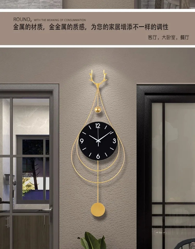 Modern Bedroom Wall Clocks Luxury Design Quiet Metal Wall Clocks Gold Black Reloj Pared Decorativo Furniture Living Room