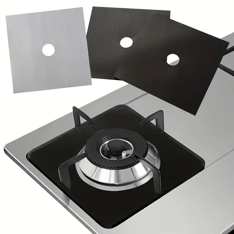 4PCS High Quality Ultra Thick Reusable Gas Stove Protection Pad - Glass Fiber Inner Lining Cover, Easy To Clean, Kitchen Tool
