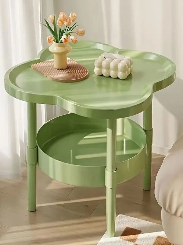 [Plaid and Comfortable] Casual Modern Bedside Table with Portable Storage Rack - Space-Saving Design, Plastic Legs, No Power Sup