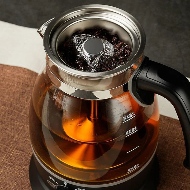 Electric Kettle Coffee Tea Maker Brewer Black Pu 'er Glass Kettles Steam Teapot Automatic Health Tea Infuser Pot Boiling Set 1L