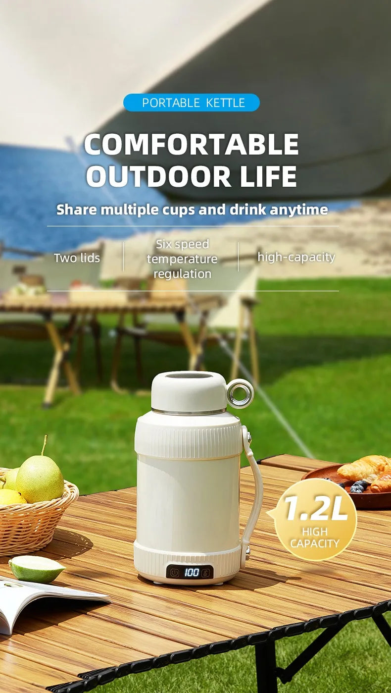 1.2L Electric Kettle Portable Kettle 316 Stainless Steel Kettle Reservation Insulation Kettle Automatic Power Off Adjust Tempera