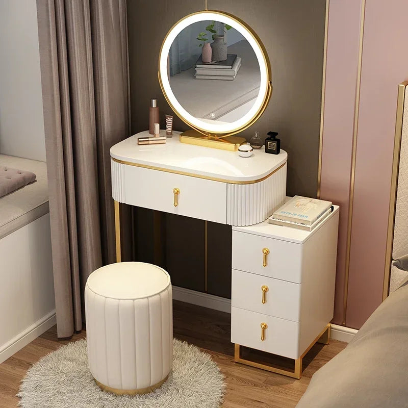 Simple Elegant Vanity Table Luxury Vintage Modern Storage Vanity Table Nordic Classic Table Coiffeuse Maquillage Furniture