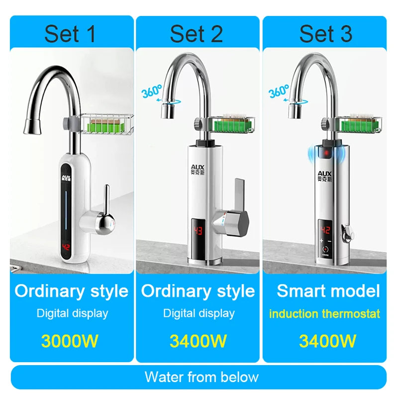 Instantaneous Electric Heating Faucet Household Kitchen Fast Heating Frequency Constant Temperature Stainless Steel Faucet
