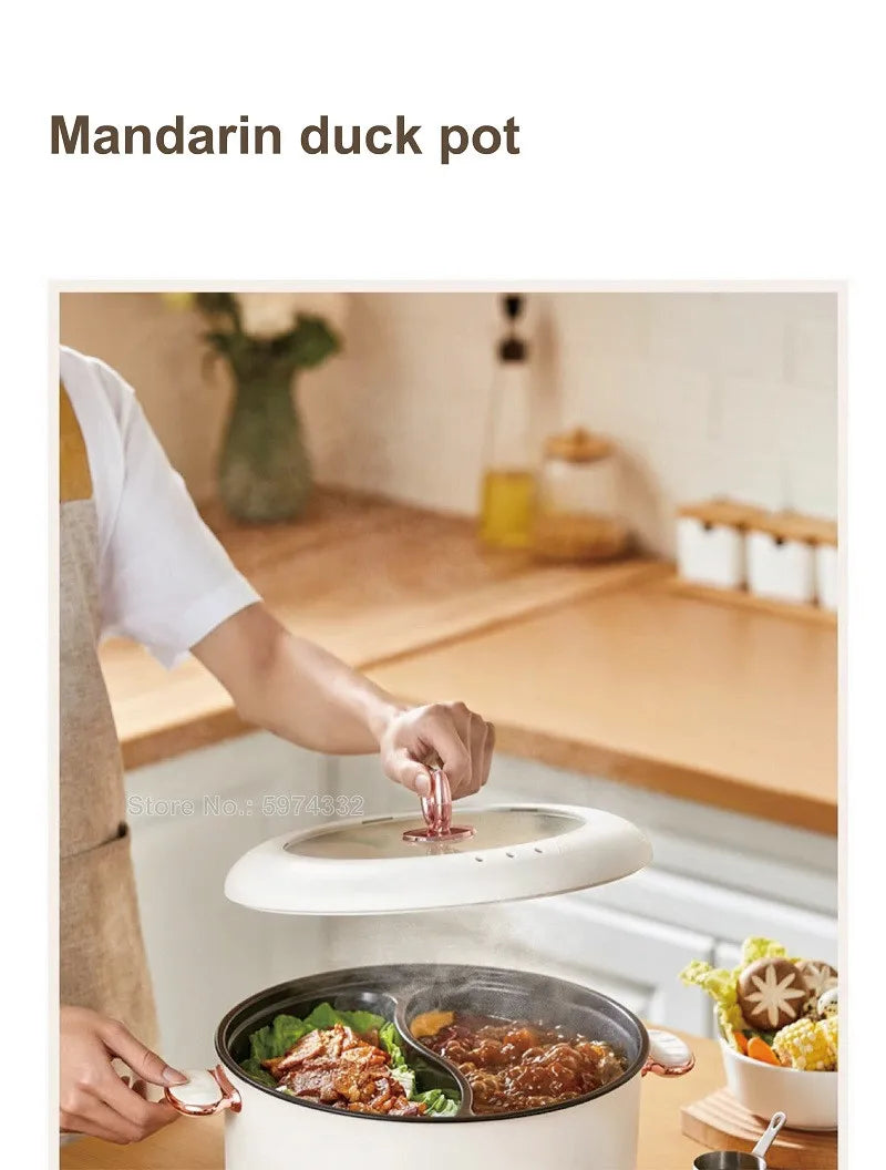 5L 6L Home Yuanyang Electric Hot Pot Electric Boiled Pan Large Capacity Double Soup Pots Non Stick Electric Frying Pan 2000W