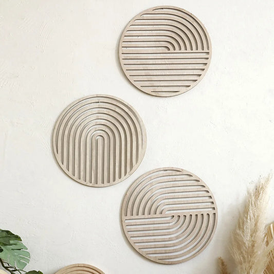 Carved Wood Hollowed-out Solid Wood Decals European Wooden Background Wall Decorative Home Art Pendant Aesthetic Room Decor