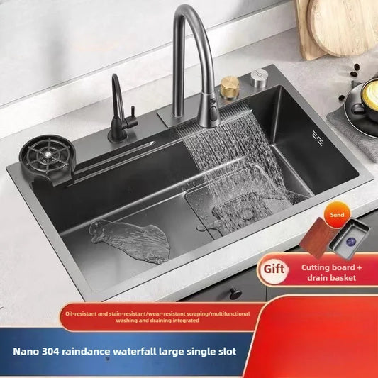 Thickened 304 Sink Stainless Steel Sink Single Vegetable Basin Dishwasher Table Stainless Steel Kitchen Accessories Basin Large