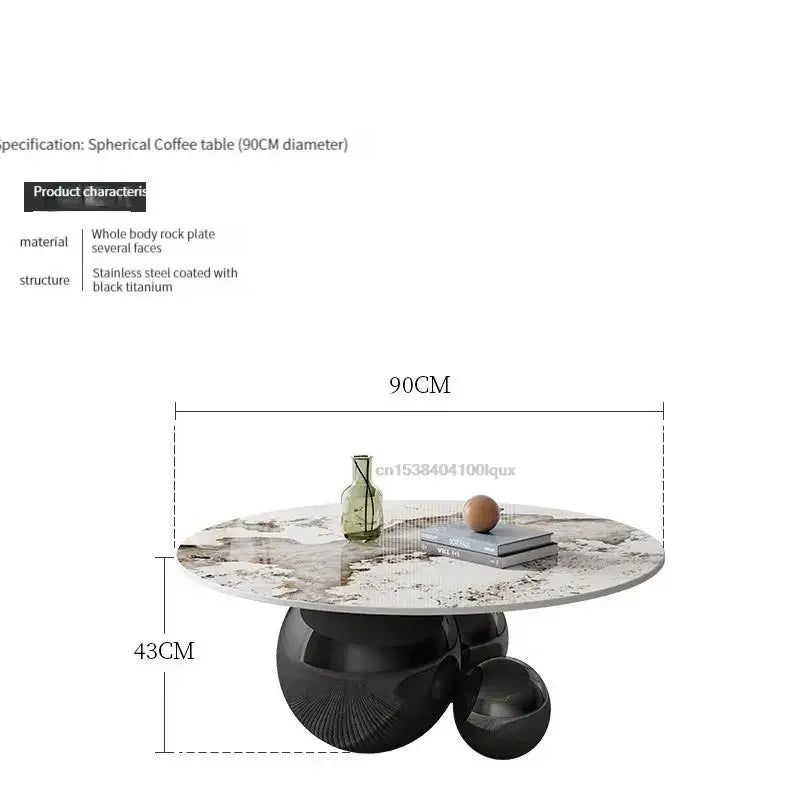 Furniture Gold Black Center Base Table Living Room Designer Stainless Steel Home Impact Space Marble Modern Coffee Table Round