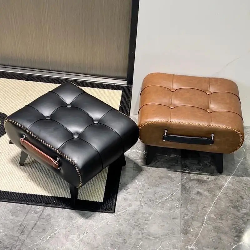 Shoe changing stool, doorstep, living room soft bag, minimalist sofa, footstool, light luxury leather art, low stool