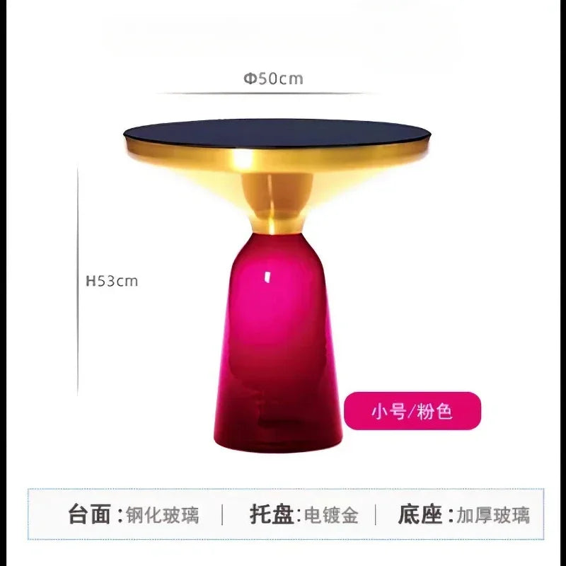 German Design Living Room Bedside Table, Sofa Side Table, Coffee Table, Indoor Round Glass, Nordic Light Luxury Coffee Table