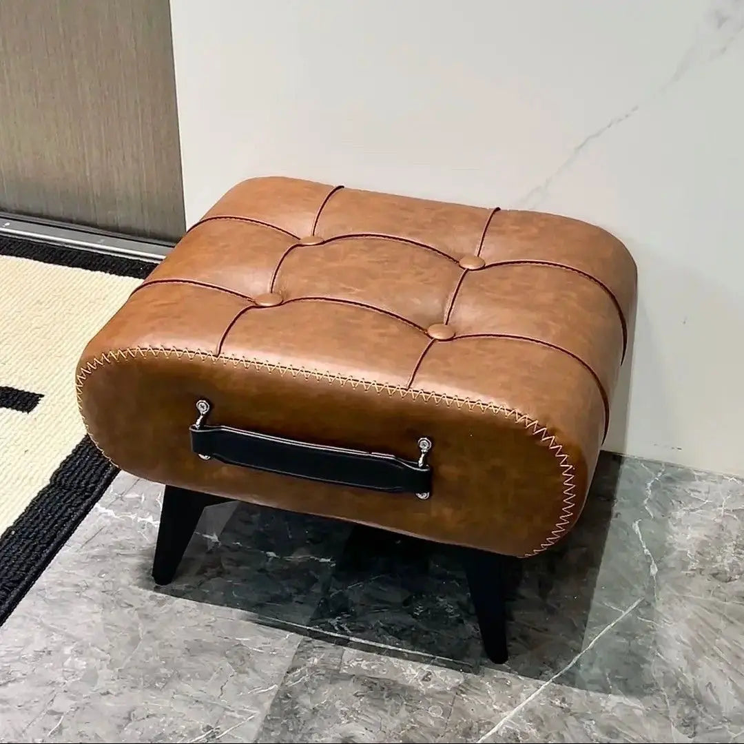 Shoe changing stool, doorstep, living room soft bag, minimalist sofa, footstool, light luxury leather art, low stool