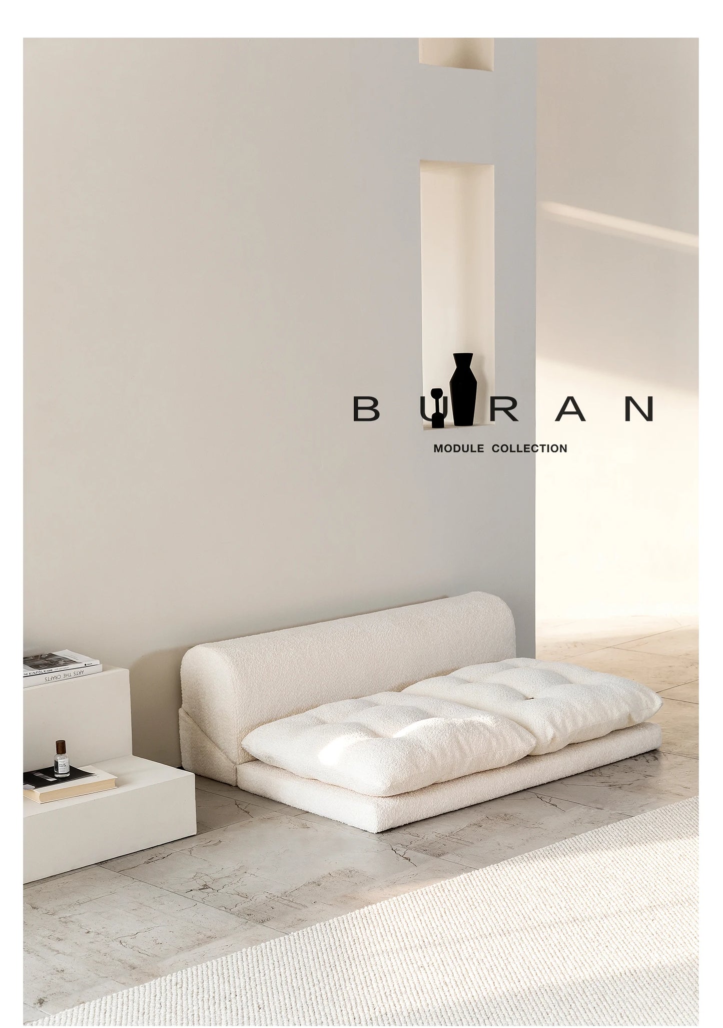 Minimalist White Fabric Living Room Sofa, Super Soft and Comfortable Tatami Module Lazy Sofa, Warm Home Furniture Salon FYLS