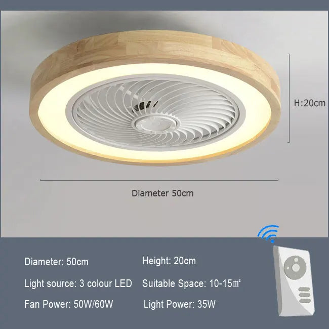 Wooden Ceiling fan with light and remote control home appliance cooling ceiling fan Bedroom Living Room smart ceiling fan light