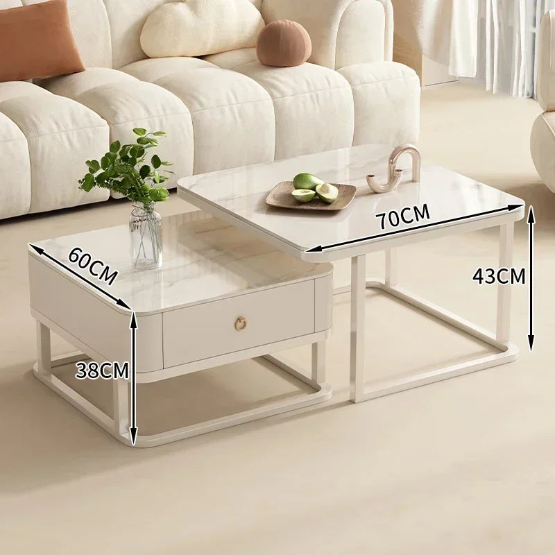 Simple Modern Coffee Table Luxury Storage Bedroom Low Coffee Table White Minimalist Meubles De Salon Living Room Furniture White
