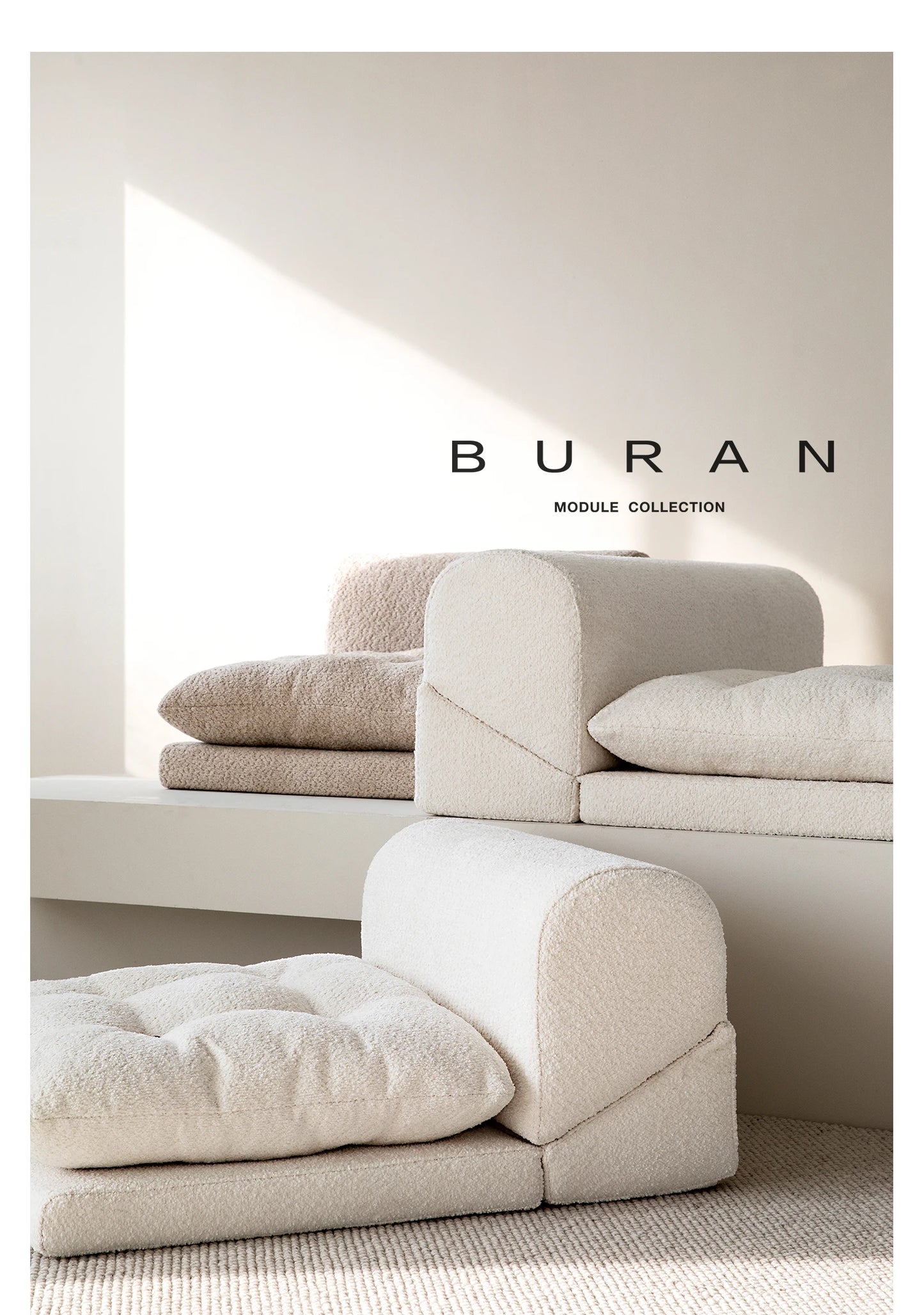 Minimalist White Fabric Living Room Sofa, Super Soft and Comfortable Tatami Module Lazy Sofa, Warm Home Furniture Salon FYLS