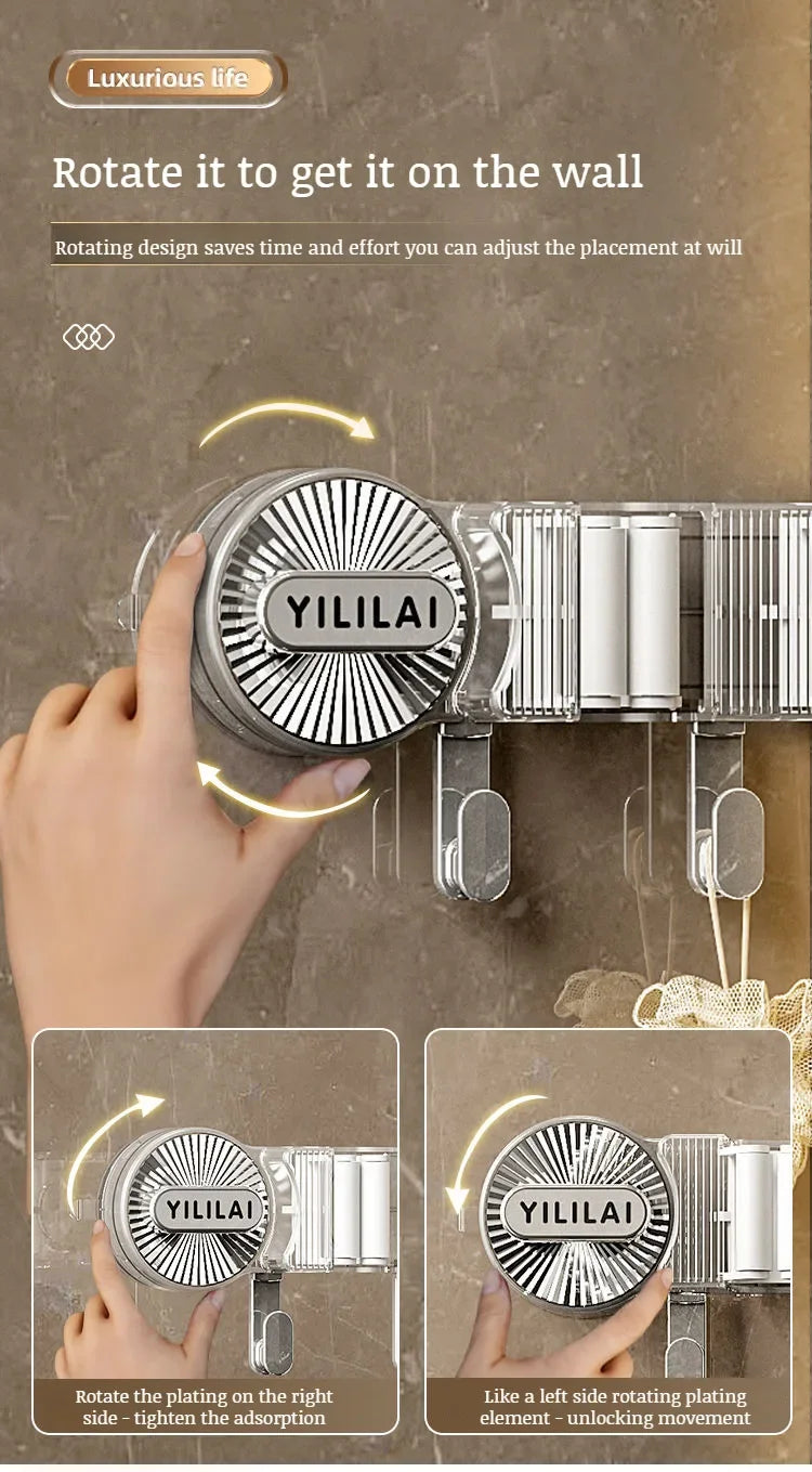 Suction Cup Mop Clamp Wall Hanging Bathroom Broom Hanger Hook Non Punching Toilet Snap Artifact Mop Clip Rack Storage Shelf