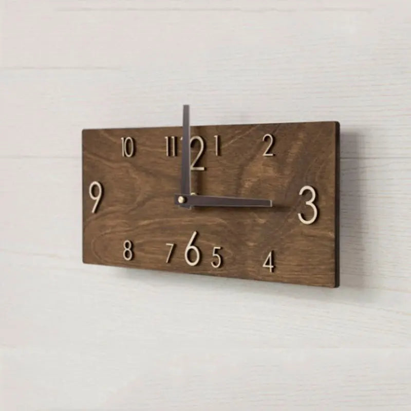 Retro Rectangular Wooden Wall Clock CreativeHome Living Room Office Decoration Wall Hanging Watch Quartz Clock