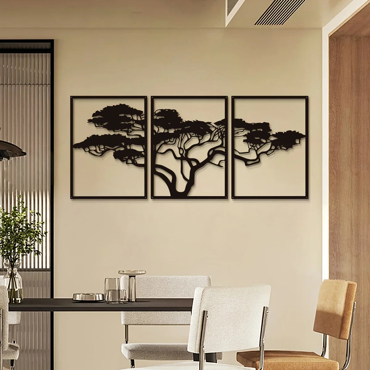 3pcs Black Metal Wall Art Decor Tree Of Life Metal Tree Wall Art Tree Sign Metal Wall Decoration Housewarming Hanging Wall Art