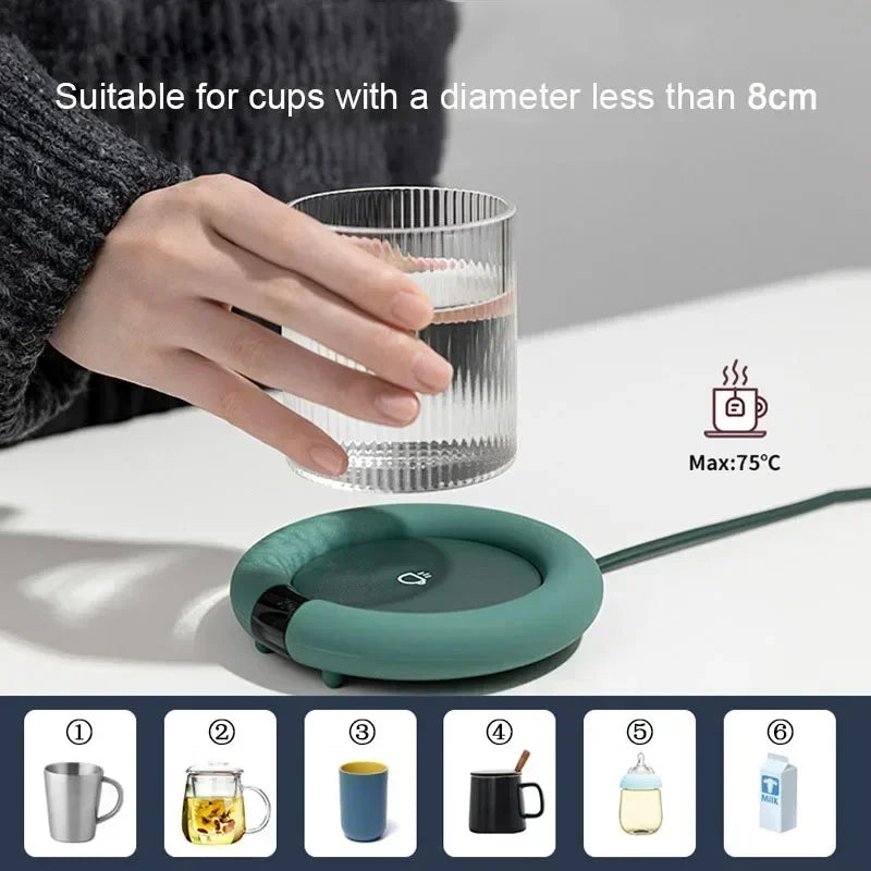 Smart Coffee Mug Warmer for Tea Milk Home Office Desk Use Electric Heating Plate Coaster Cup Warmer with 3 Temperature Settings