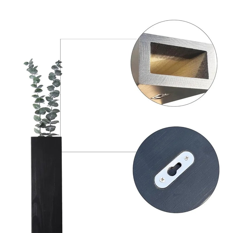 Wall Planter for Indoor Plants Black Wall Decor for Living Room Bathroom Wood Wall Vases for Dried Flowers and Faux Greenery