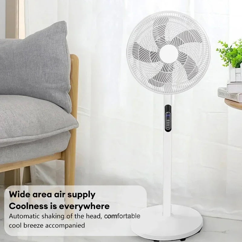 16-inch Household Powerful Vertical Stand Floor Fan with Remote Control, Oscillation, Timer – 220V Electric Home Appliance