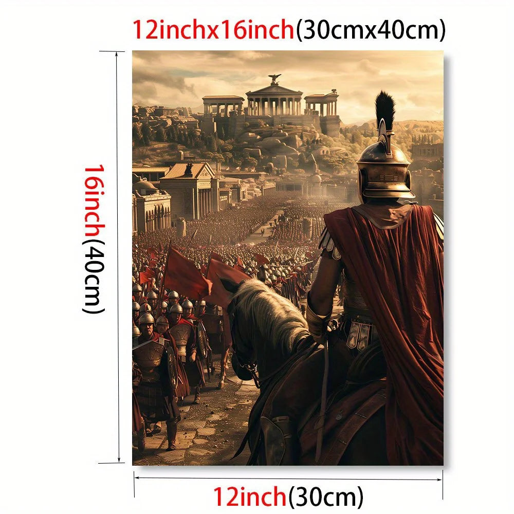 [Light Luxury Backdrop Wall Decor] Roman General Horseback Canvas Art Print - Unframed Cinematic-Inspired Wall Decor