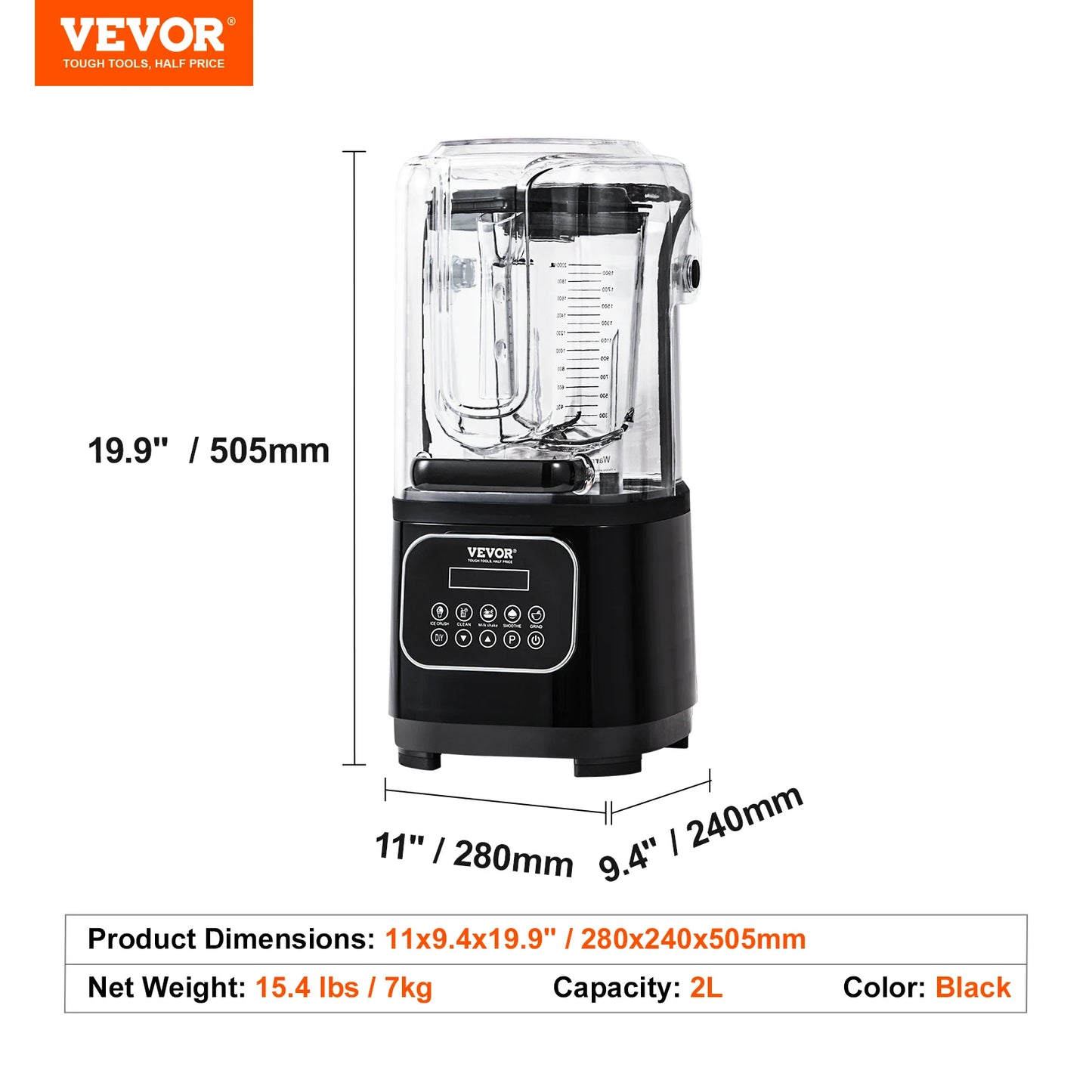 SucceBuy 2L Smoothie Blender Commercial Grade Food Fruit Processor Multifunctional Mixer Make Shakes And Crush Technology