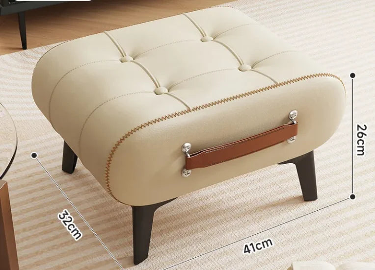 Shoe changing stool, doorstep, living room soft bag, minimalist sofa, footstool, light luxury leather art, low stool