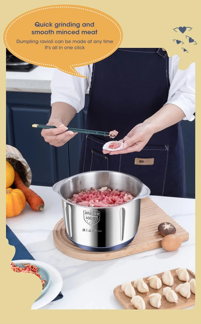 5L Electric Meat Grinders Food Crusher Stainless Steel Multifunctional Vegetable Slicer Processor Chopper Kitchen Appliances