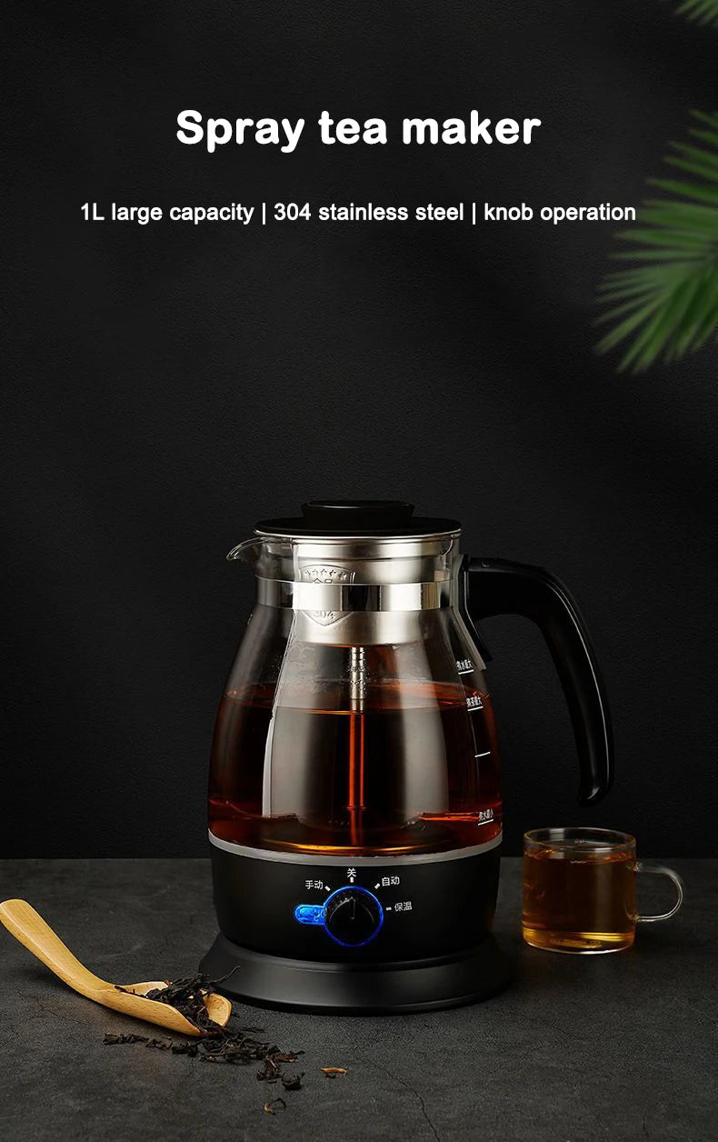 Electric Kettle Coffee Tea Maker Brewer Black Pu 'er Glass Kettles Steam Teapot Automatic Health Tea Infuser Pot Boiling Set 1L