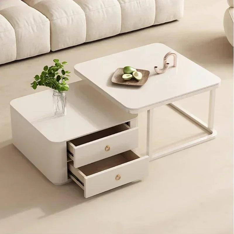 Simple Modern Coffee Table Luxury Storage Bedroom Low Coffee Table White Minimalist Meubles De Salon Living Room Furniture White
