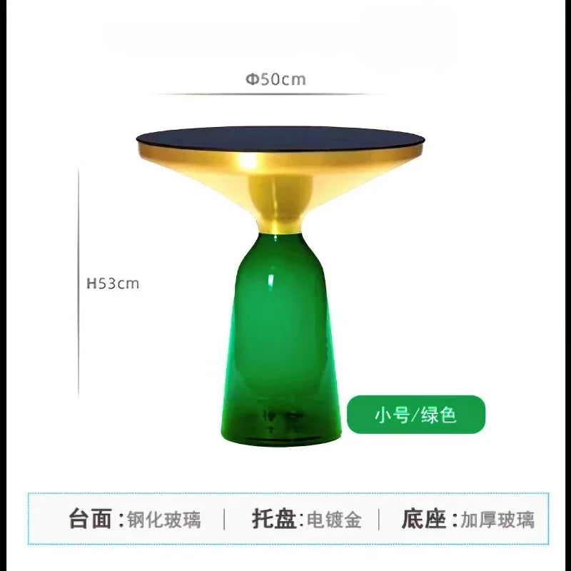 German Design Living Room Bedside Table, Sofa Side Table, Coffee Table, Indoor Round Glass, Nordic Light Luxury Coffee Table